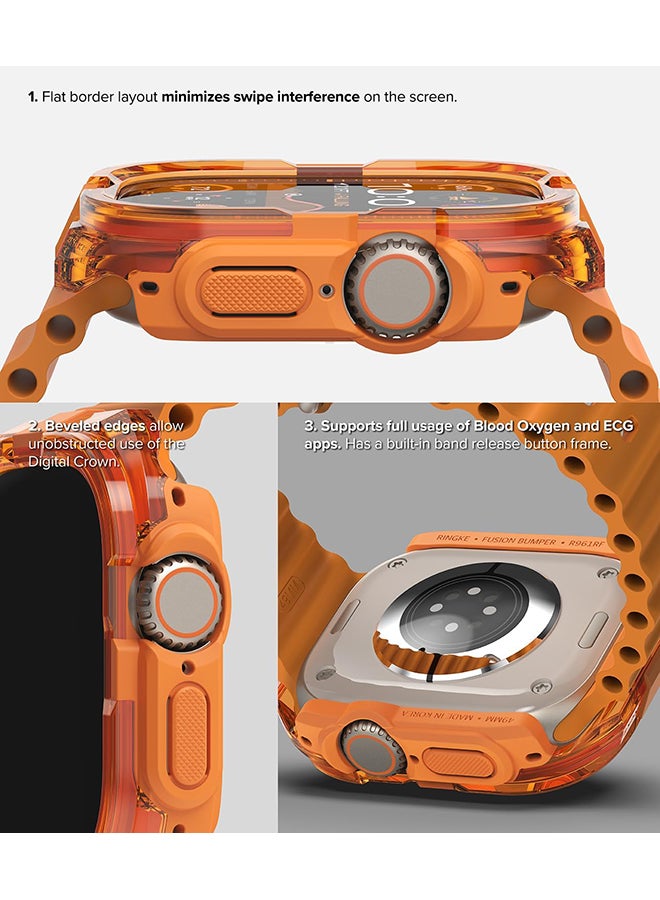 Fusion Bumper For Apple Watch Ultra 2 / 1 Case, Frame Protection Double Layered PC TPU Transparent Color Lightweight Cover forWatch Case- Neon Orange