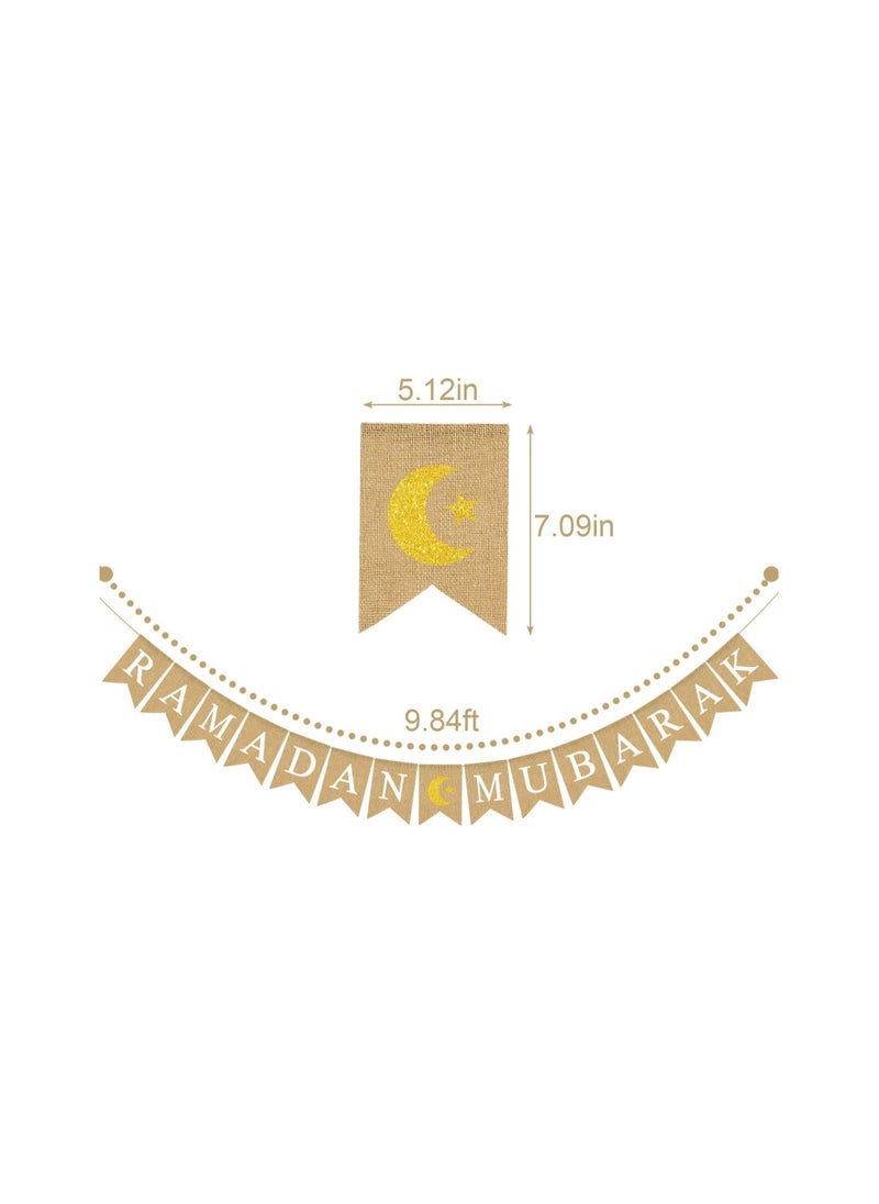 Ramadan Mubarak Banner with Moon and Star Mantel Fireplace Decoration