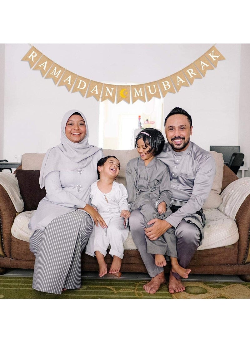 Ramadan Mubarak Banner with Moon and Star Mantel Fireplace Decoration