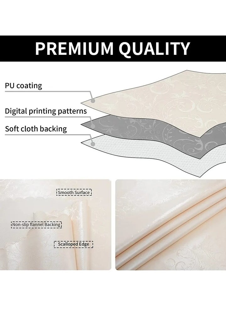 Rectangle Vinyl Tablecloth,100% Waterproof Heavy Duty Oil Spill Proof Stain Resistant Plastic PU Table Cover with Flannel Backing for Kitchen/Dining/ Parties