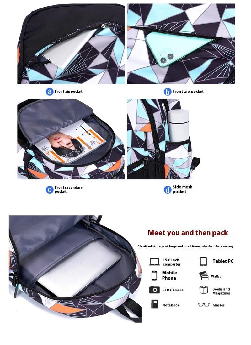 3-Piece Back To School Waterproof Printed Kids Backpack Set Outdoor Travel Backpack