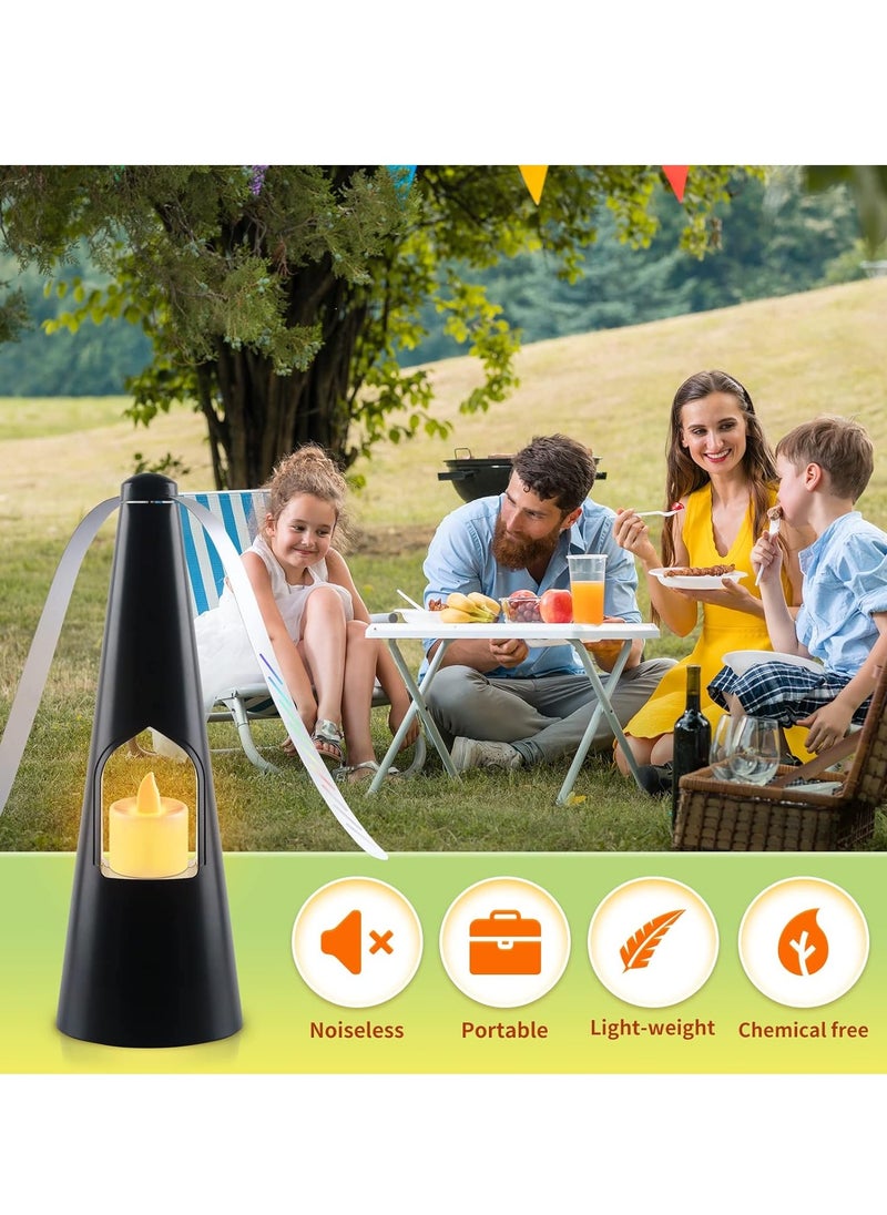 Fly Fans for Tables Fans for Outdoor Table and Tabletop Fans with LED Tea Lights for Decorations Lightweight Odor Free Fly Repellent Fan Keep Flies Away from Your Food Enjoy Outdoor Meal Black