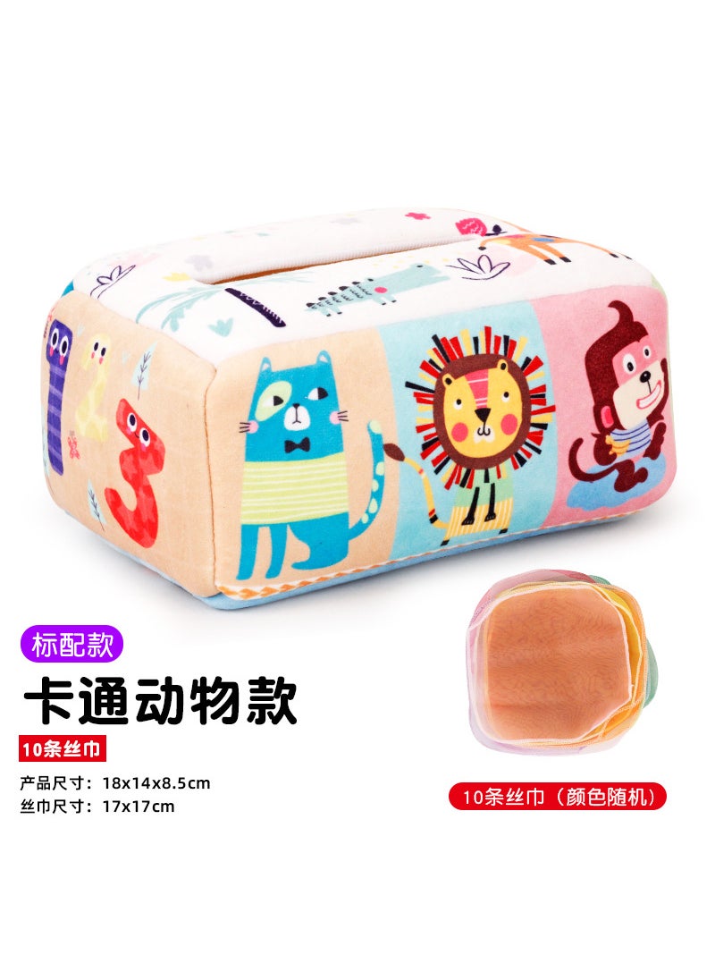 Baby Tissue Box Toy for LearningCartoon animal plus 10 silk scarves 60g Cartoon animal plus 10 silk scarves 60g