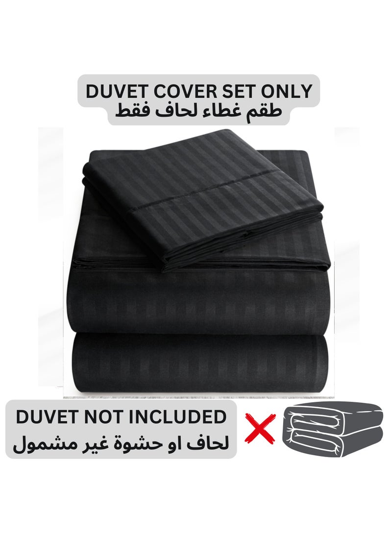 TW Premier Hotel Duvet Cover Stripe 240x260cm King Size 6 Pcs Set, 1 Duvet Cover 260x240cm (Without Filling), 1 Fitted Sheet 200x200+30cm, 2 Pillow Cases 50x75+5cm, 2 Pillow Cases 50x75cm