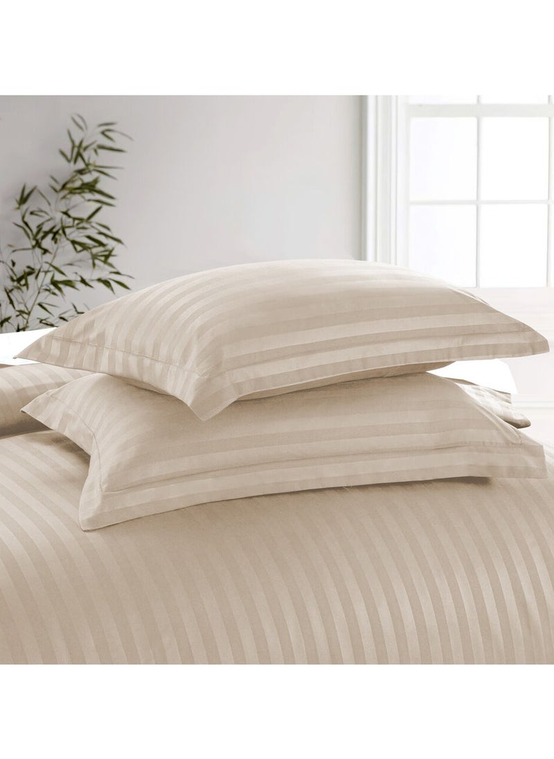 TW Premier Hotel Duvet Cover Stripe 240x260cm King Size 6 Pcs Set, 1 Duvet Cover 260x240cm (Without Filling), 1 Fitted Sheet 200x200+30cm, 2 Pillow Cases 50x75+5cm, 2 Pillow Cases 50x75cm