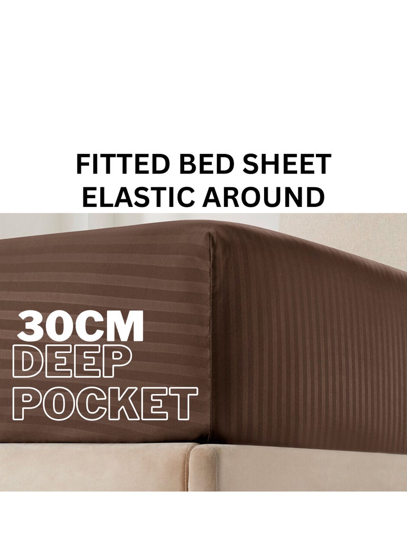 TW Hotel Duvet Cover Stripe 220x240cm King Size 6 Pcs Set - 1 Duvet Cover 220x240cm (Without Filling) 1 Fitted Bed Sheet 200x200+30cm - 4 Pillow Cases 48x74+5cm - Quilt Cover Set