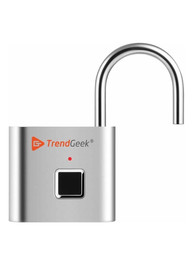 Fingerprint Padlock with Battery indicator, Portable Biometric Lock, USB Rechargeable, Metal Keyless Anti-Theft Padlock for Gym, Door, Luggage, 2000 Unlock per Charge, 10 Fingerprints