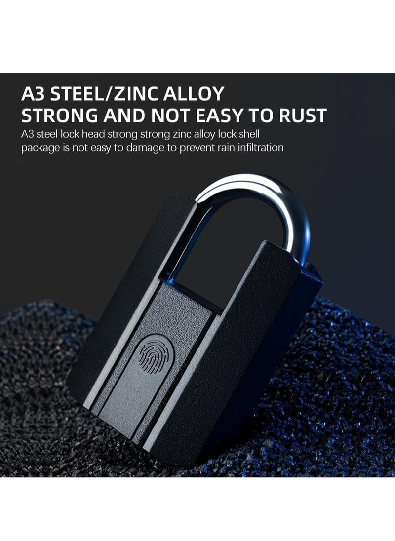 Fingerprint Padlock, Durable Fingerprint Lock With Key Backup, Bluetooth App Smart Padlock, Strong Electronic Door Lock Ideal For Door Luggage Suitcase Office Locker, (1pc, Black)