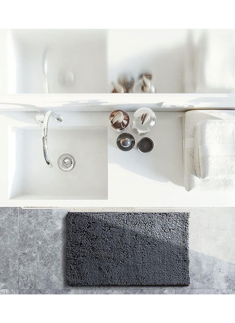 Bathroom Rug (80x50 cm): A non-slip bath mat with a soft, cozy, and plush shaggy design. Durable and thick, it provides comfort and long-lasting quality. Quick-drying and versatile, it's perfect for use in bathrooms, bathtubs, as a doormat, during rain showers, or under the sink.