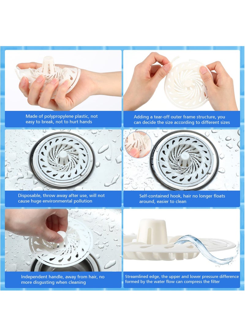 50 Pack Disposable Drain Hair Catcher Bathtub Drain Cover, Plastic Hair Trap Bathroom Accessories, Shower Drain Strainer Trap Suit for Bathroom Bathtub Kitchen Floor Tub Drain White