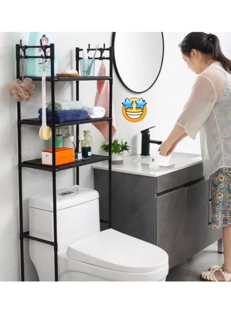 3 Tier Over the Toilet Rack, Space Saving Bathroom Stand Organizer Over the Toilet Storage, 3-Tier Toilet Storage Rack