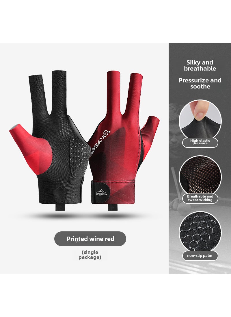 Professional Billiards Gloves Breathable Anti-Slip(Left hand single) black and red XG67 (Left hand single) black and red XG67