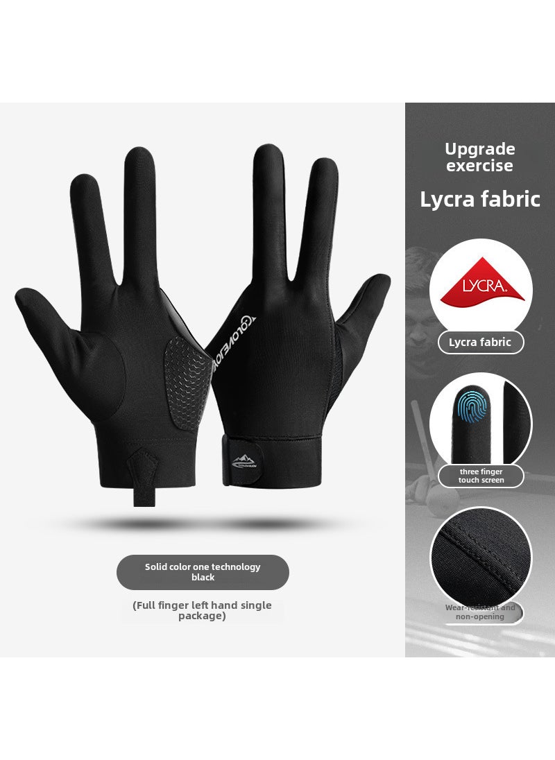 Professional Billiards Gloves Breathable Anti-Slip[full finger] left hand black single XG76 [full finger] left hand black single XG76