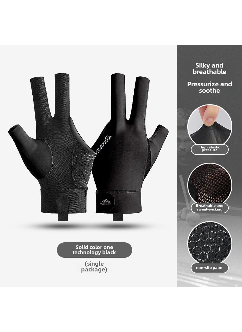 Professional Billiards Gloves Breathable Anti-Slip(Left hand single) black XG67 (Left hand single) black XG67