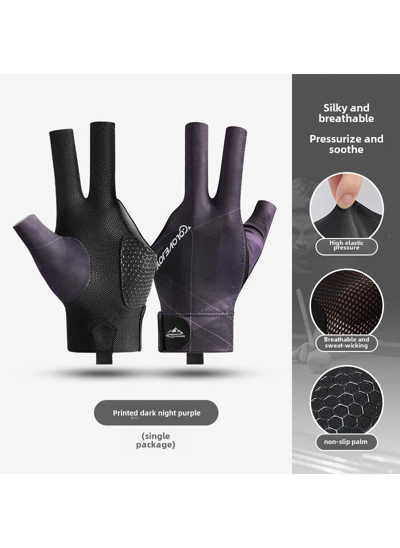 Professional Billiards Gloves Breathable Anti-Slip(Left hand single) black purple XG67 (Left hand single) black purple XG67