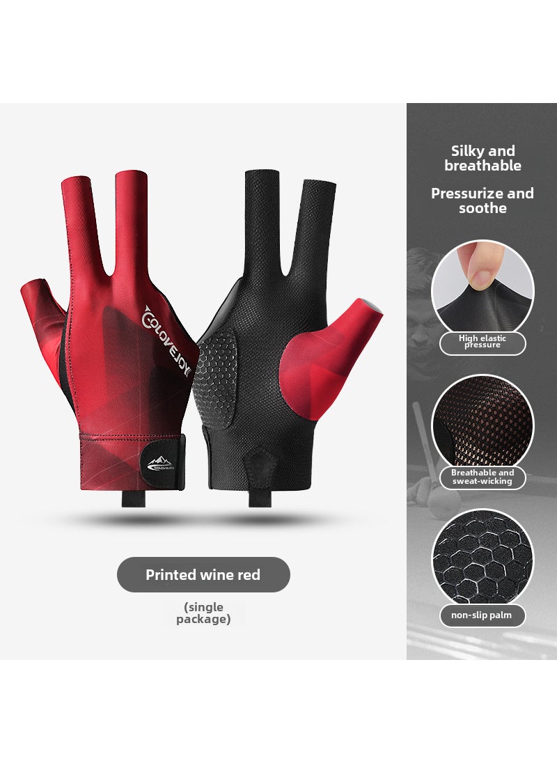 Professional Billiards Gloves Breathable Anti-SlipRight hand single black red XG67 Right hand single black red XG67