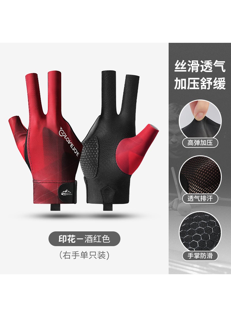 Three-Finger Billiards Gloves Lightweight[Right hand single] XG67 black and red [Right hand single] XG67 black and red