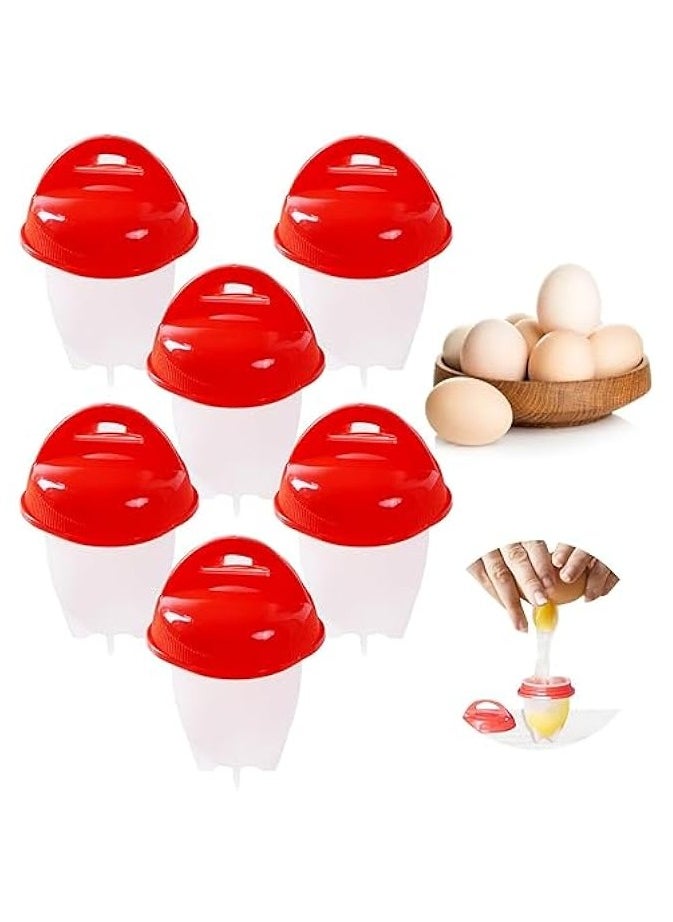 6 PCS Egg Boiler for Hard Boiled Eggs - Silicone Egg Cups for Poached Eggs Hard Boiled Egg Holder Without Shell Egg Cooker Silicone Egg Molds