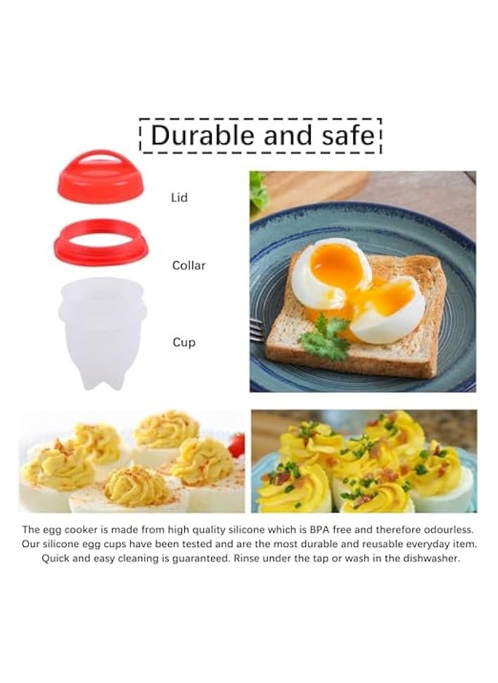 6 PCS Egg Boiler for Hard Boiled Eggs - Silicone Egg Cups for Poached Eggs Hard Boiled Egg Holder Without Shell Egg Cooker Silicone Egg Molds