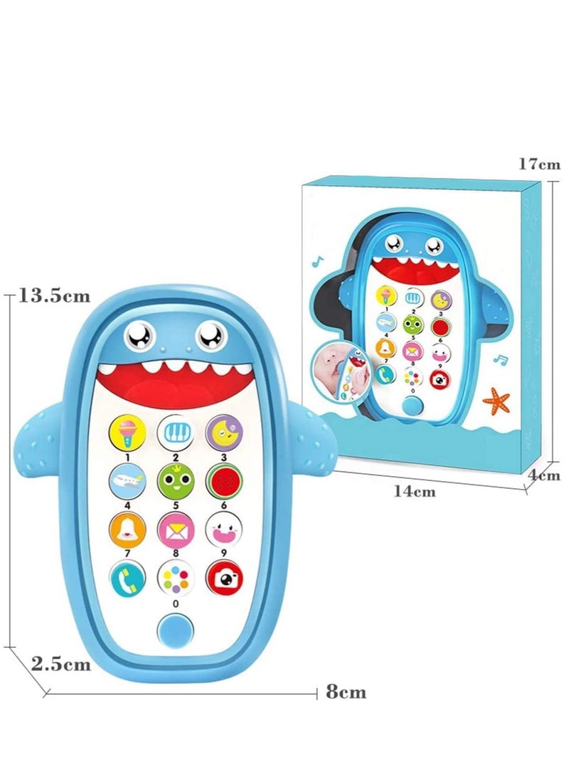 Baby Musical Toys, Baby Shark Phone Toys with Light and Sound, Teething Phone Toy for Babies, Play and Learn for Children and Toddlers, Preschool Birthday Gift for Girl Boy 18+ Months Blue