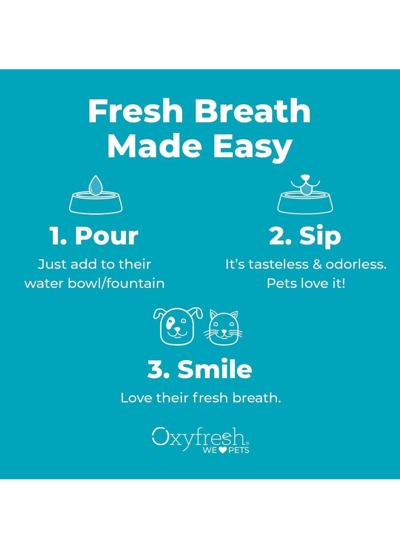 Oxyfresh Premium Pet Dental Care Solution Pet Water Additive: Best Way to Eliminate Bad Dog Breath and Cat Bad Breath - Fights Tartar & Plaque - So Easy, Just Add to Water! Vet Recommended 16 oz.