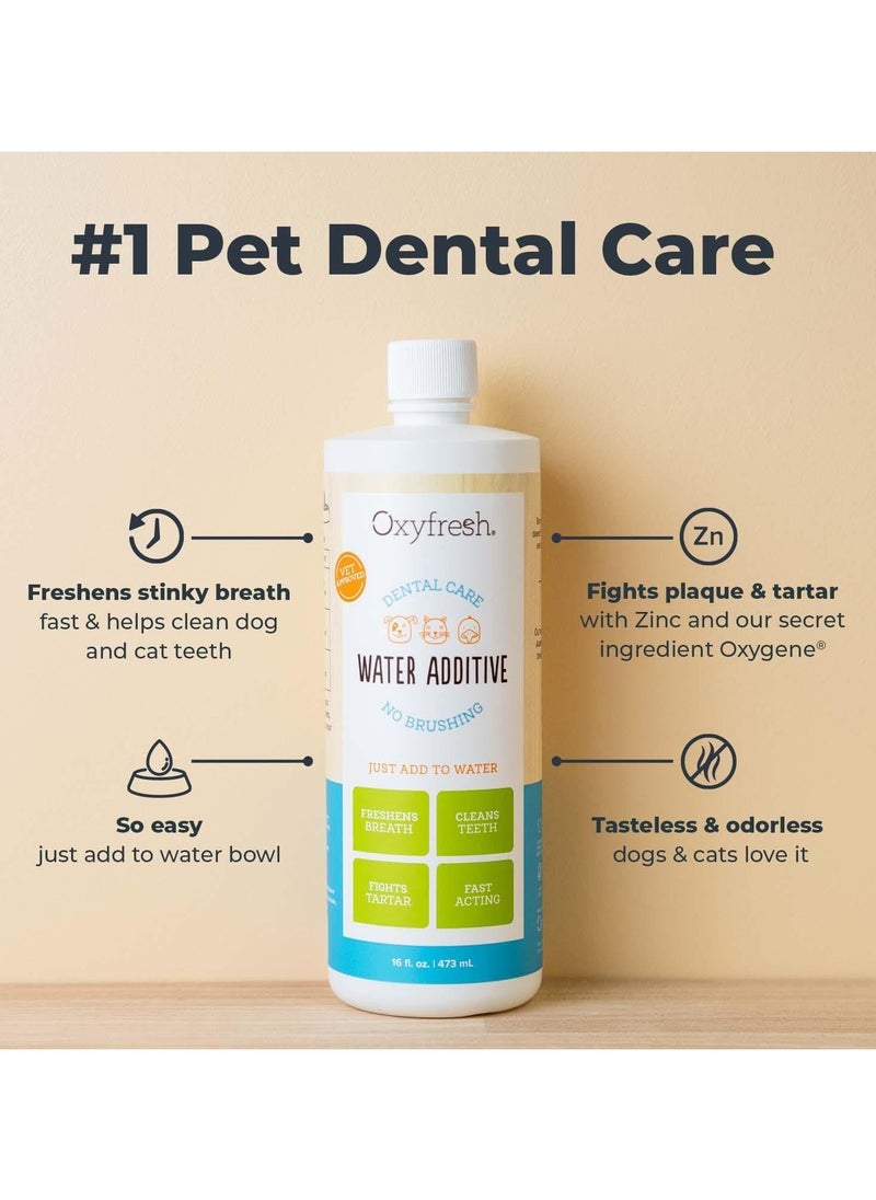 Oxyfresh Premium Pet Dental Care Solution Pet Water Additive: Best Way to Eliminate Bad Dog Breath and Cat Bad Breath - Fights Tartar & Plaque - So Easy, Just Add to Water! Vet Recommended 16 oz.