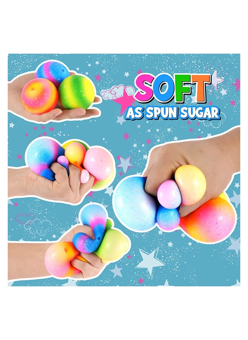 Stress Balls, Squeeze Relief Balls, 4 PCS Relaxing Durable Stretch Stress Relief Fidget Toy Set, Super Soft Balls for Kids Adults, Mixed Color Toys Gifts to Help Anxiety, ADHD, Autism Hand Strength