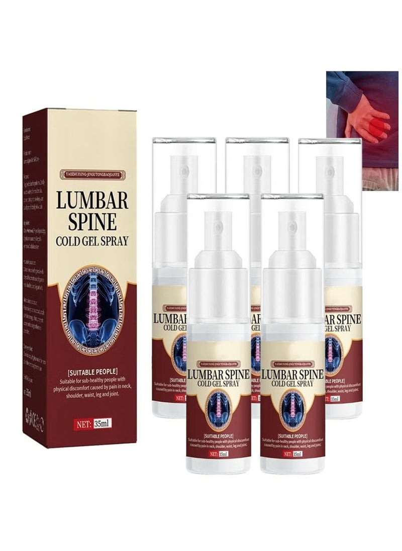 Lumbar Spine Relief Cold Spray,Back Pain Relief Sprays,Sciatica Pain Relief Gel Sprays,Lumbar Pain Relief Herbal Sprays,Cold Compress Lumbar Pain Relief Spray (5 package)