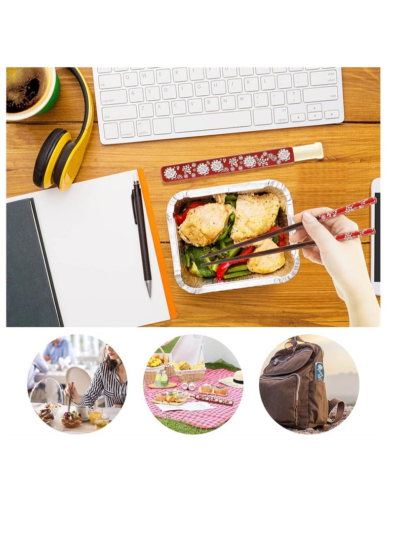 Portable Chopsticks Set with Case 2 Pairs Reusable Natural Wooden Chopsticks Japanese Style Eco-Friendly Chopsticks for Sushi Noodle Picnic Kitchen