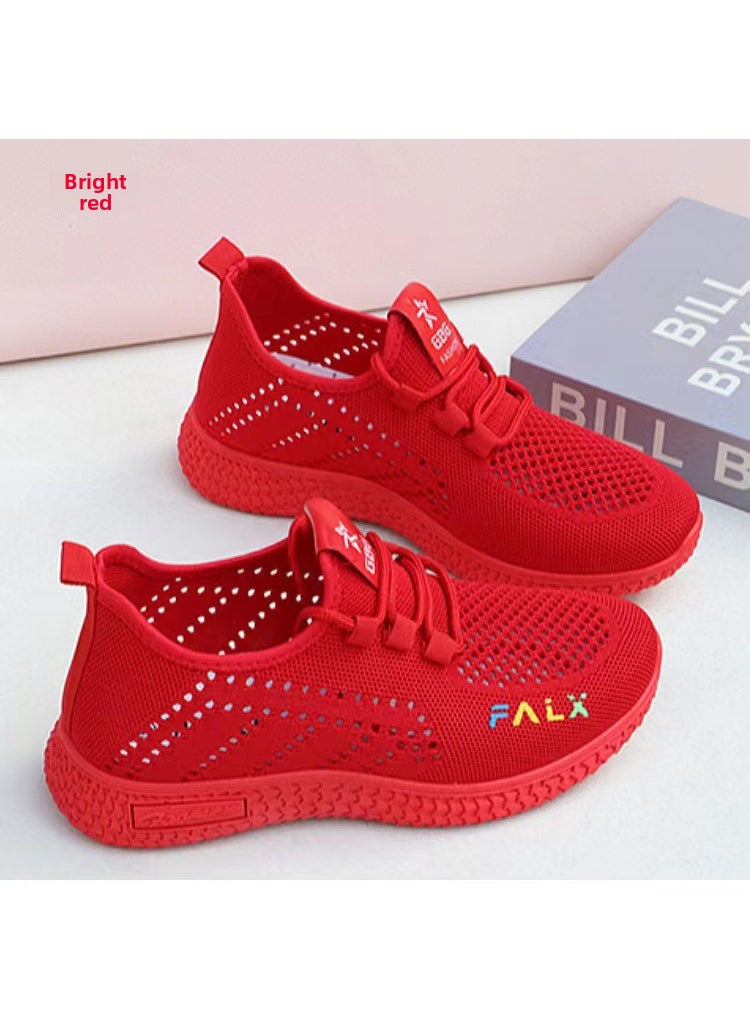 Breathable Mesh Womens Sneakers SummerF35 Red F35 Red