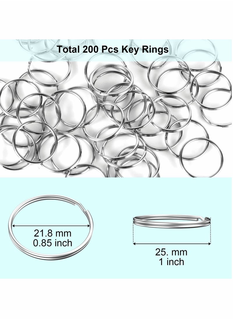 Split Ring, Small Key Rings Bulk Split Keychain Rings DIY Craft Metal Keychain Connector Accessories 200 Pcs