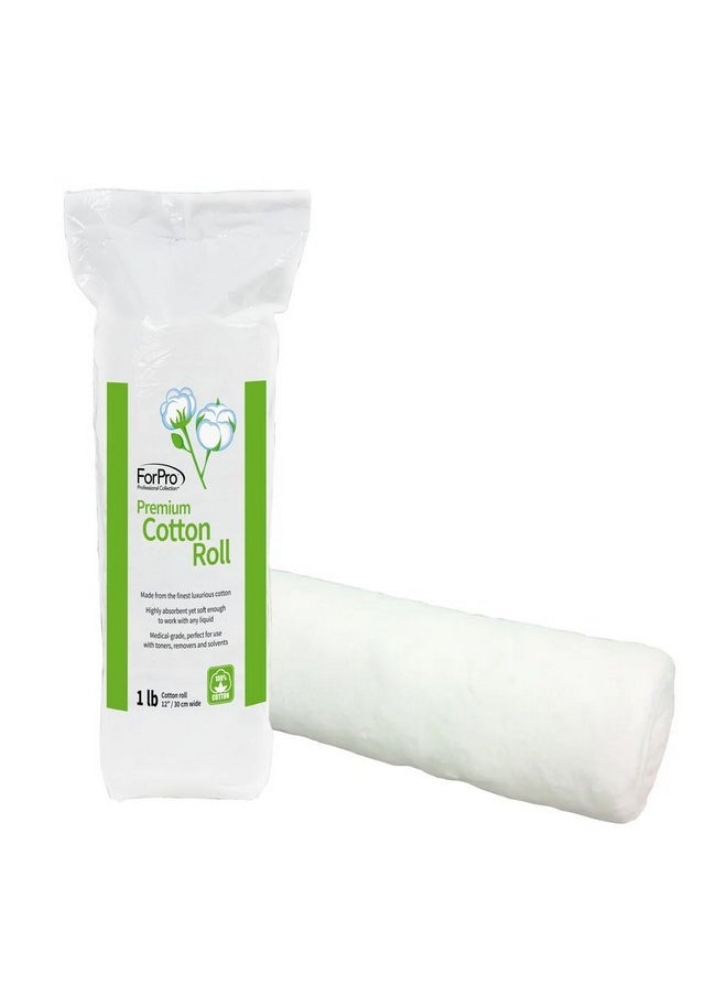 Premium Cotton Roll For Cosmetic Application And Product Removal, White, 12” Wide, 1 Lb.