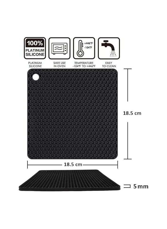 Silicone Coaster Trivet Mat Pot Holder Placemat Spoon Rest Drying Mat/Non Slip Heat Resistant/Pack of 4 / Grey and Red