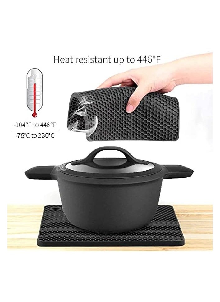 Silicone Coaster Trivet Mat Pot Holder Placemat Spoon Rest Drying Mat/Non Slip Heat Resistant/Pack of 4 / Grey and Red