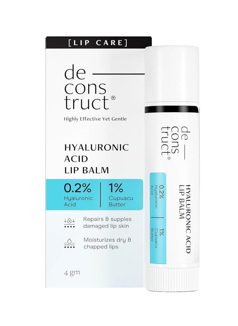 Deconstruct Hyaluronic Acid Lip Balm With 1% Cupuacu Butter | For Fuller lips, Dry Lips, Reduces Flakiness | Protects & Nourishes Dry Chapped Lips | Lip Balm For Women & Men | 4gm