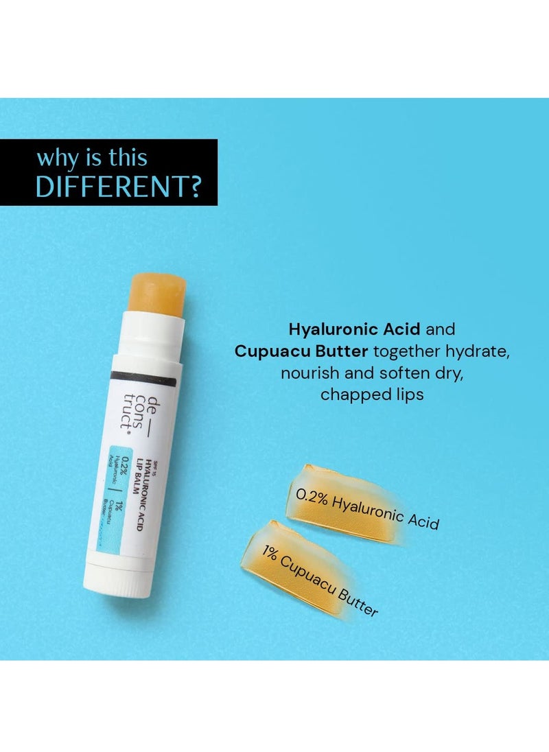 Deconstruct Hyaluronic Acid Lip Balm With 1% Cupuacu Butter | For Fuller lips, Dry Lips, Reduces Flakiness | Protects & Nourishes Dry Chapped Lips | Lip Balm For Women & Men | 4gm