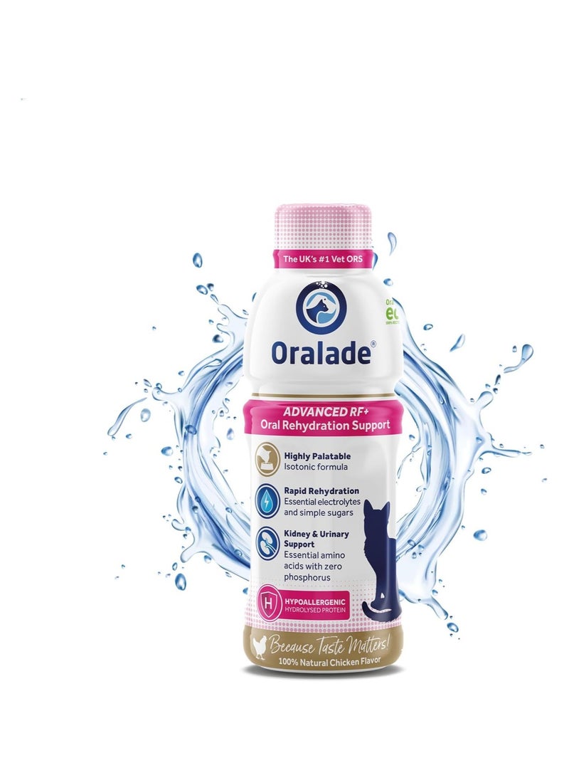 Oralade - Advanced RF+, Oral Rehydration Support for Cats - Fast Acting Isotonic Formula - Kidney and Urinary Support - Natural Chicken Flavour - Highly Palatable - For all Ages - 330ml