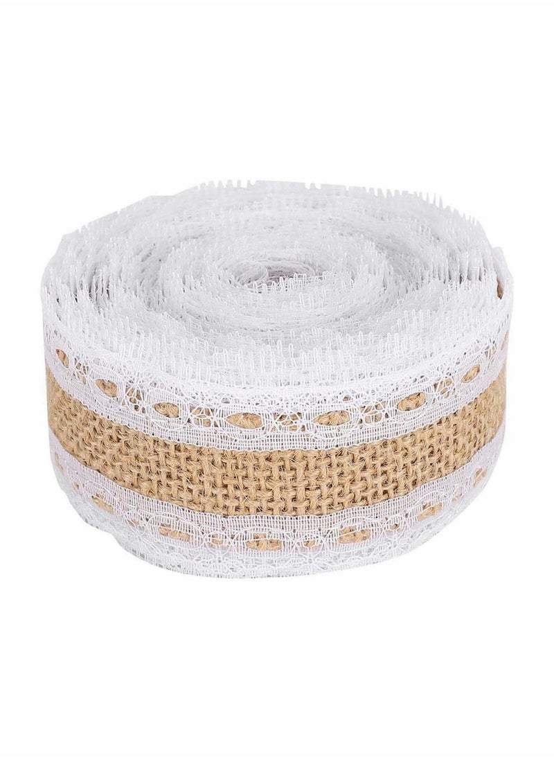 Lace Linen Roll With Pin Natural Multi-Purpose Lace Burlap Roll, for Gift Wrap Wedding, DIY Handmade  Wedding Crafts Decoration Lace Arts and Crafts Burlap - 2 M, 1 Roll