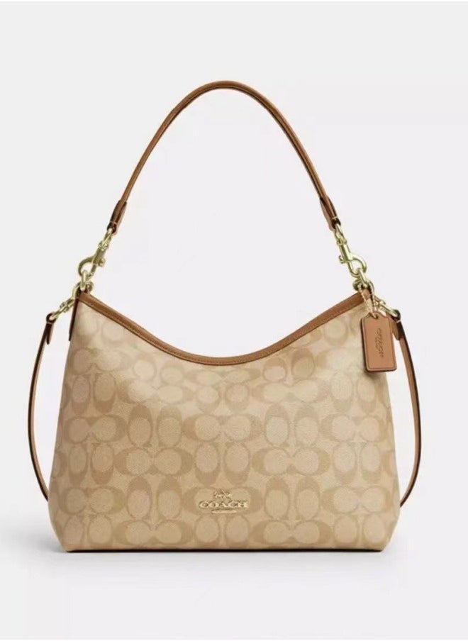 COACH Retro Flower Latest Style Handbag, Underarm Slant Hanging Shoulder Bag, Women's Stray Bag (CR149 Light Khaki)