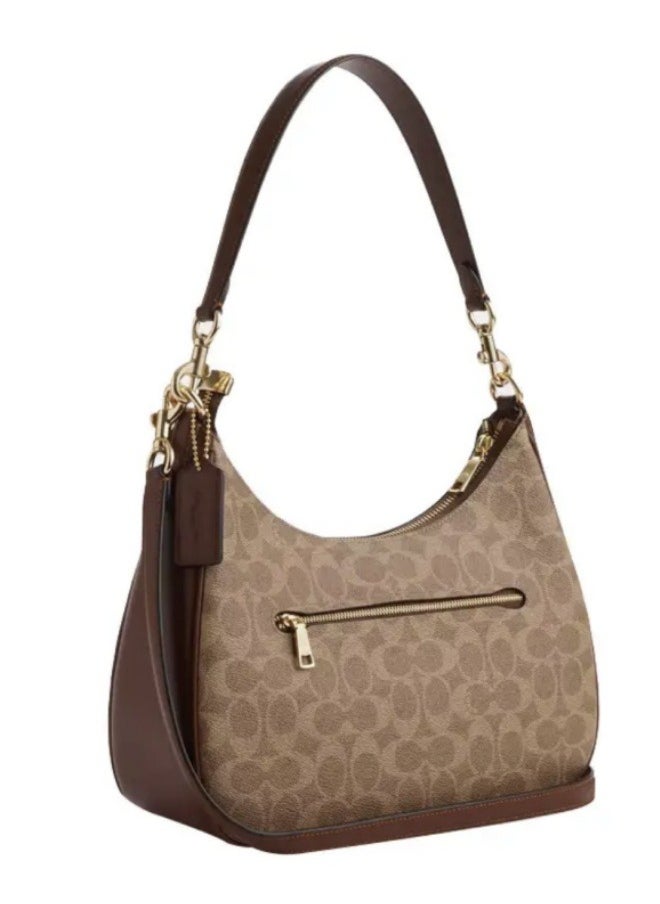 COACH's latest style handbag, armpit slanted shoulder bag, women's retro flower wandering bag (CV940 brown)