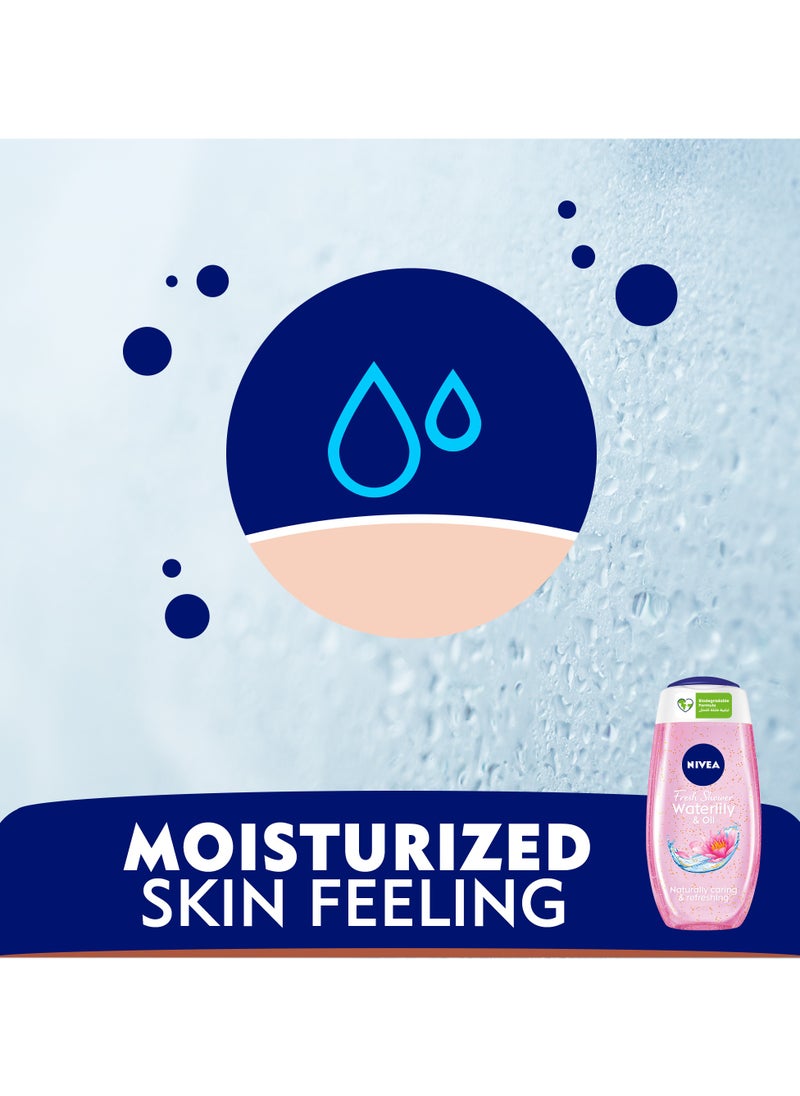 Shower Gel Body Wash Waterlily And  Oil With Caring Oil Pearls And Waterlily Scent Pack of 3