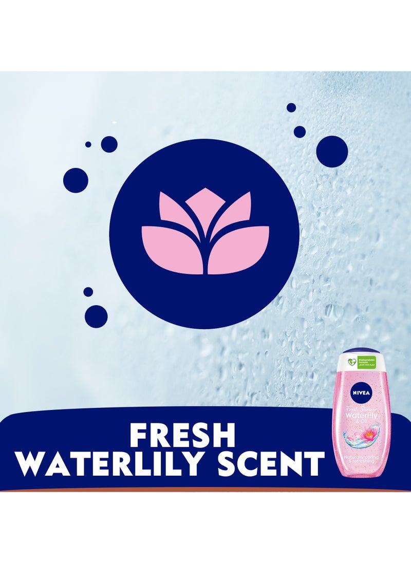 Shower Gel Body Wash Waterlily And  Oil With Caring Oil Pearls And Waterlily Scent Pack of 3