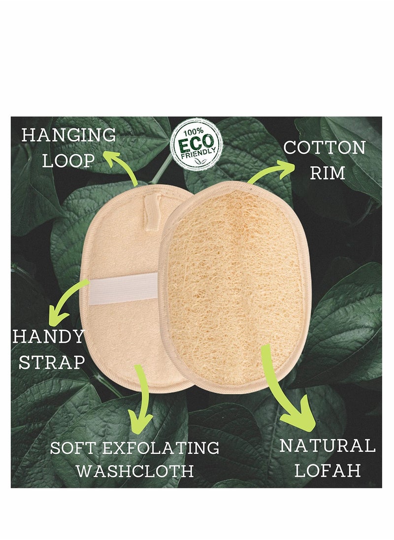 2 Pcs Bath Loofah Sponge and Biodegradable Exfoliating Loofah Pads body Scrubber Natural Bath and Shower Washcloth