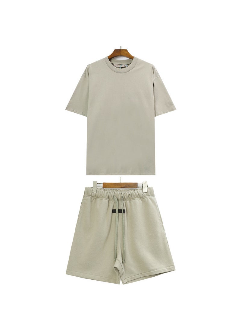 ESSENTIALS Fleece Lettering Sports Mens Shorts Set Smoky gray