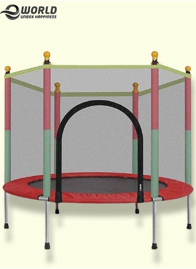 Indoor Mini Trampoline with Durable Jumping Mat Safety Enclosure Net and Foam Rod