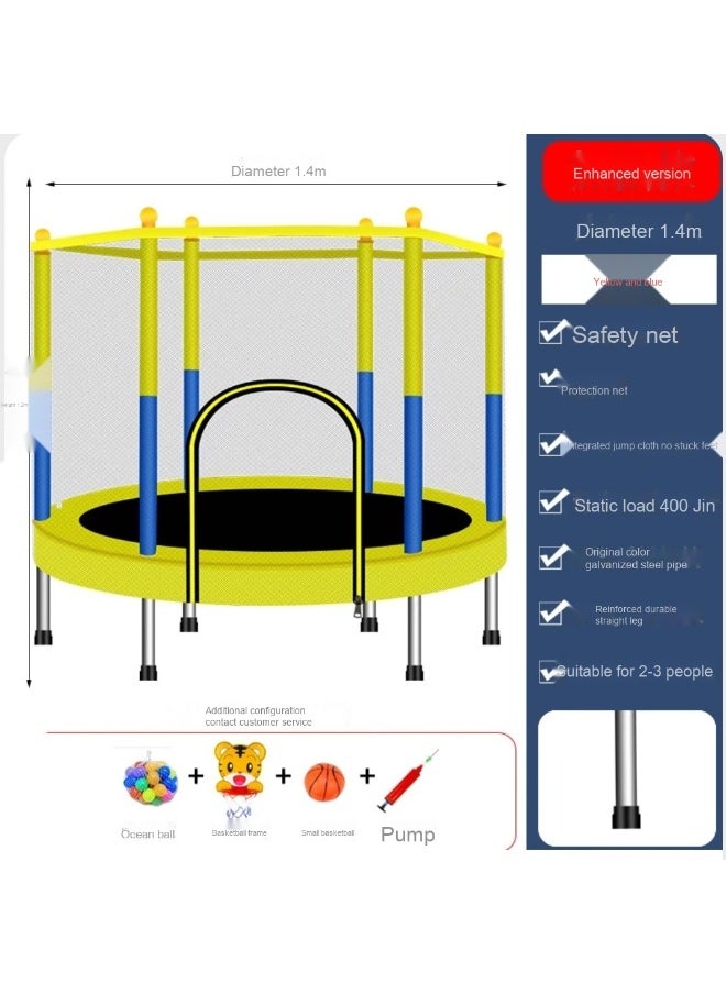 trampoline equipped with a safety net for children for outdoor and indoor places