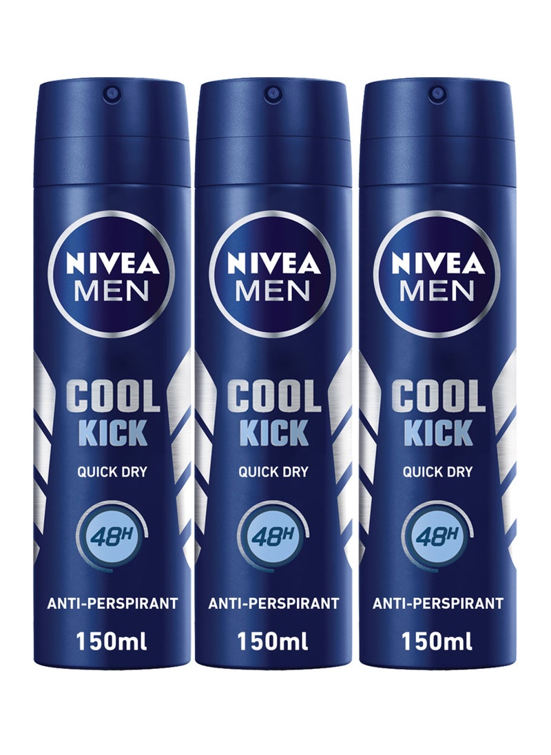 Deodorant Spray Cool Kick Fresh Scent Pack of 3