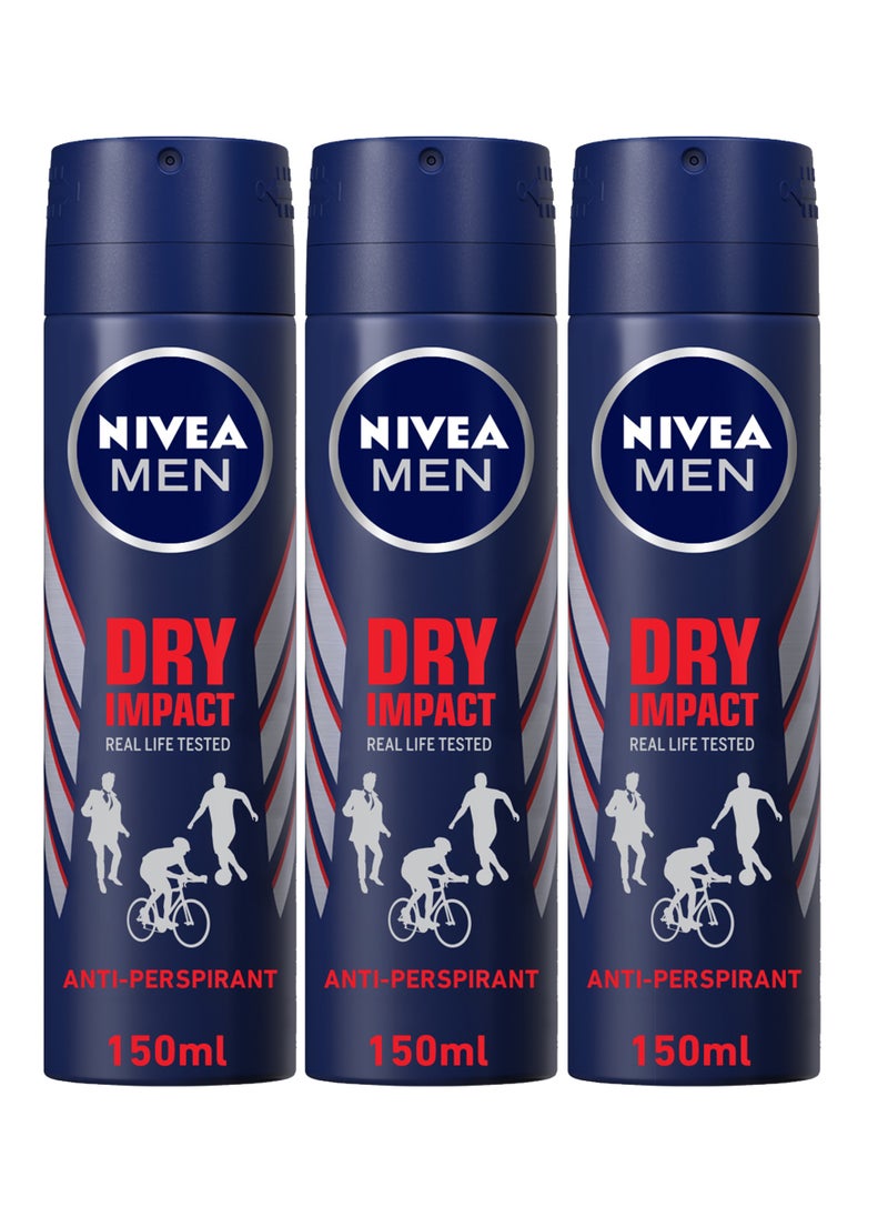 Antiperspirant Spray Dry Impact Pack of 3