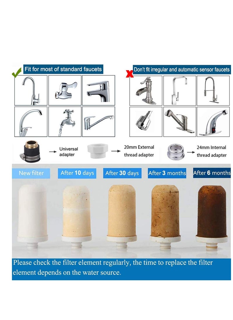 Adapters Fits for Most of Faucets Filter Out Lead Fluoride Chlorine Ceramics Filter Included Faucet Water Filter Purifier System Water Faucet Filtration System Tap Water Filter