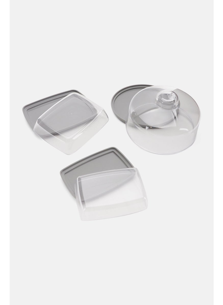 Breakfast Serving 5 Pieces Stainless Steel and Acrylic Set, Grey